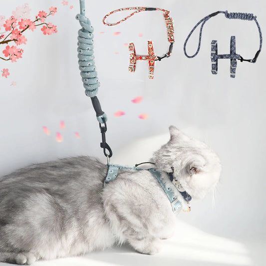 Japanese Style Cat Collar and Leash Set